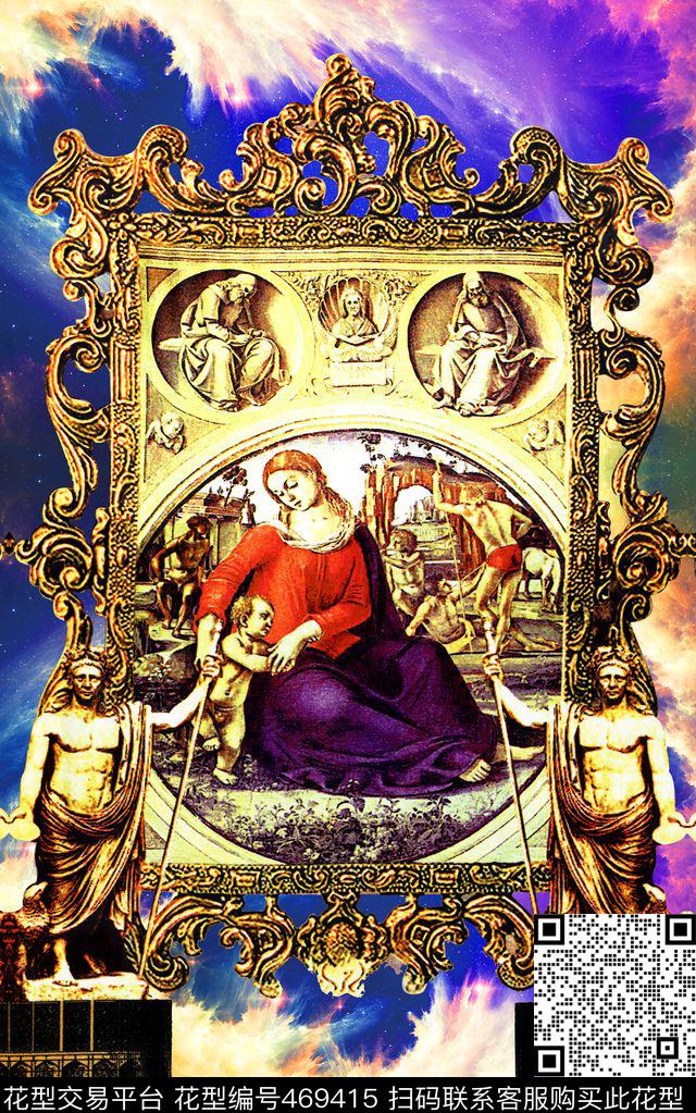 MAX-定位欧美民族风宫廷风怀旧复古风人物星空数码印花华亿平台下载（图片编号: 469415） - 瓦栏（Walan）