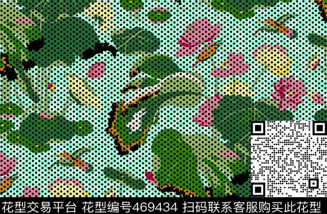 抽象荷花男女装传统印花华亿平台下载（图片编号: 469434） - 瓦栏（Walan）