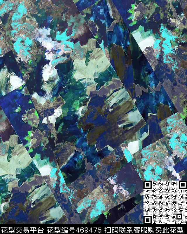 潮流抽象解构数码印花华亿平台下载（图片编号: 469475） - 瓦栏（Walan）