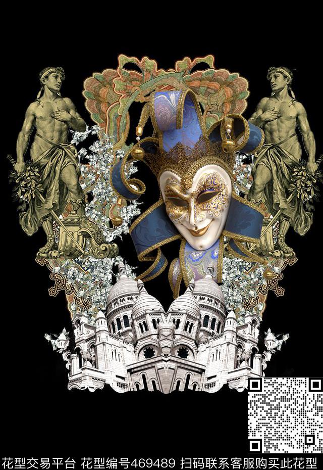 脸谱男装欧式雕塑数码印花华亿平台下载（图片编号: 469489） - 瓦栏（Walan）