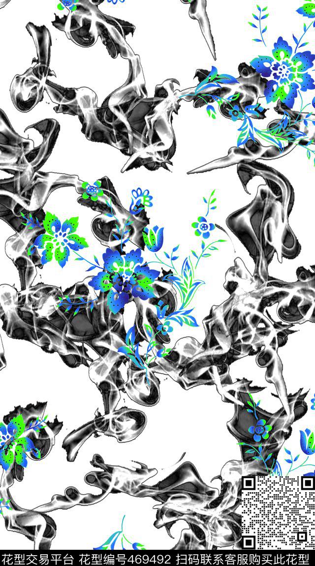 创意华亿平台抽象底纹青花数码印花华亿平台下载（图片编号: 469492） - 瓦栏（Walan）