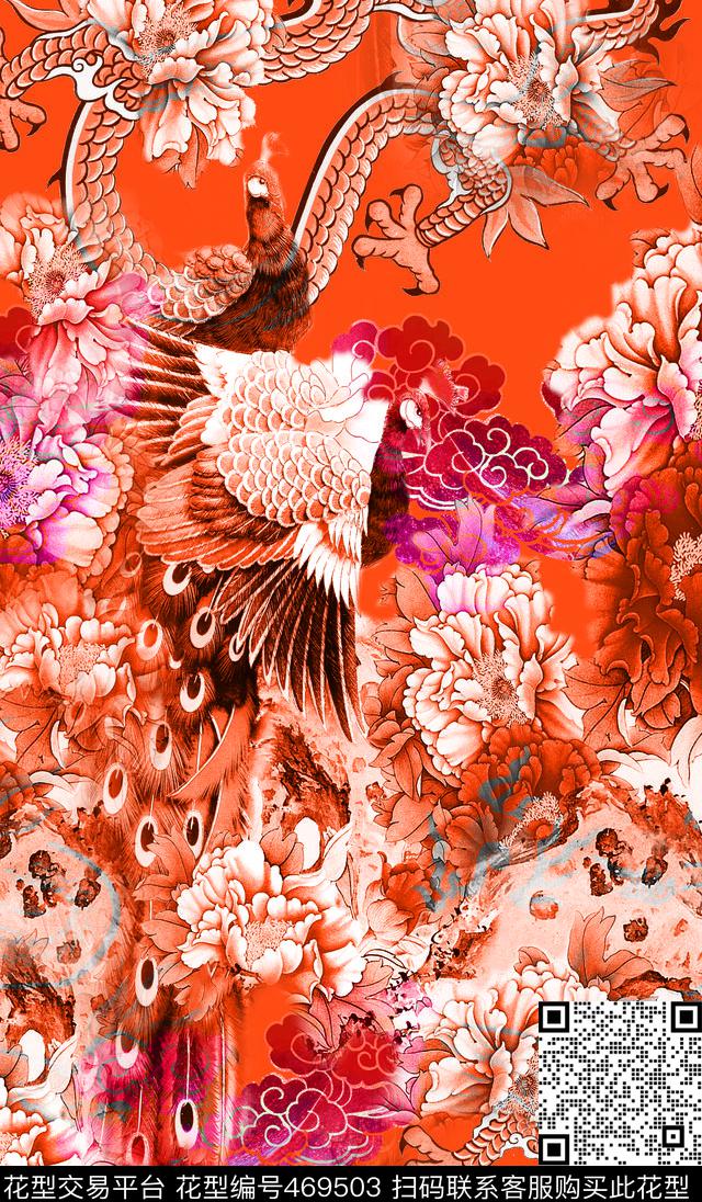 女装四方连续花鸟植物数码印花华亿平台下载（图片编号: 469503） - 瓦栏（Walan）