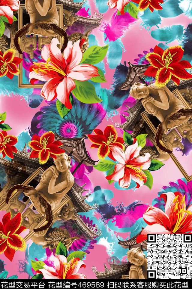 女装潮流大牌雕像人物数码印花华亿平台下载（图片编号: 469589） - 瓦栏（Walan）