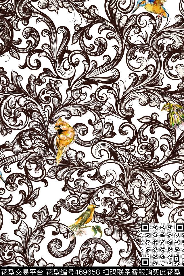 大牌高雅花纹数码印花华亿平台下载（图片编号: 469658） - 瓦栏（Walan）
