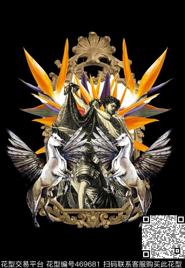 定位男装复古插画时尚大牌数码印花华亿平台下载（图片编号: 469681） - 瓦栏（Walan）