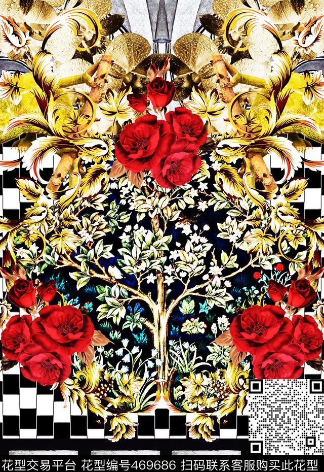 欧式定位几何数码印花华亿平台下载（图片编号: 469686） - 瓦栏（Walan）