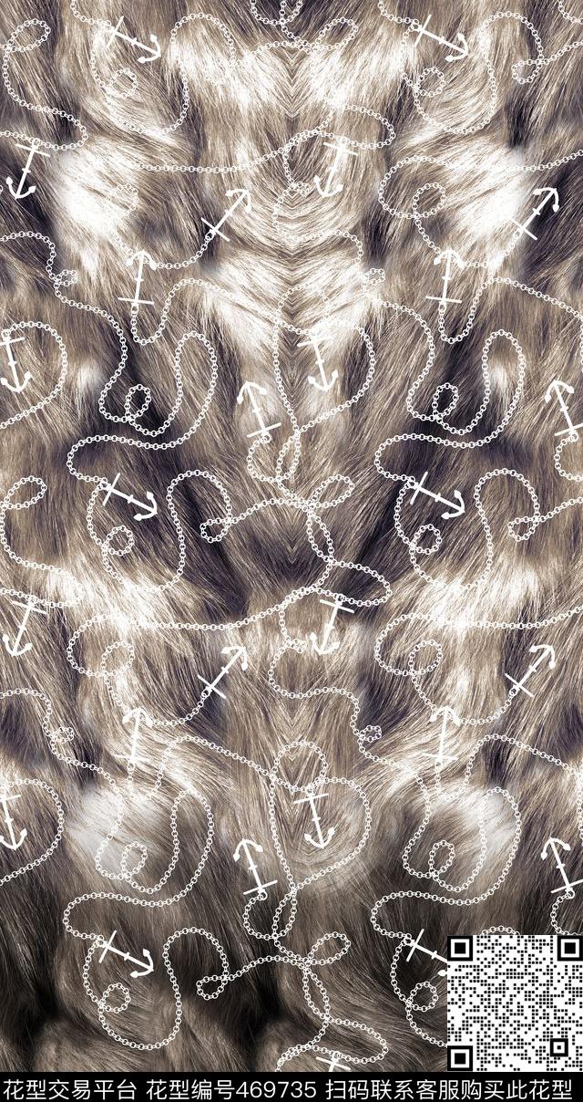 欧美时尚动物皮毛链条暗纹数码印花华亿平台下载（图片编号: 469735） - 瓦栏（Walan）