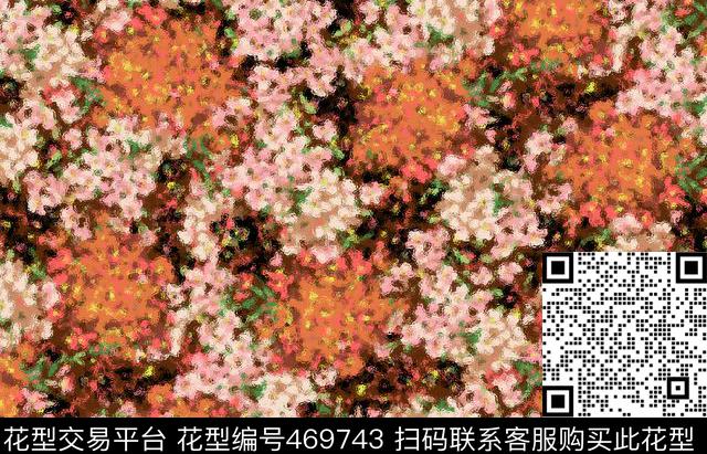 花卉复古暖色传统印花华亿平台下载（图片编号: 469743） - 瓦栏（Walan）