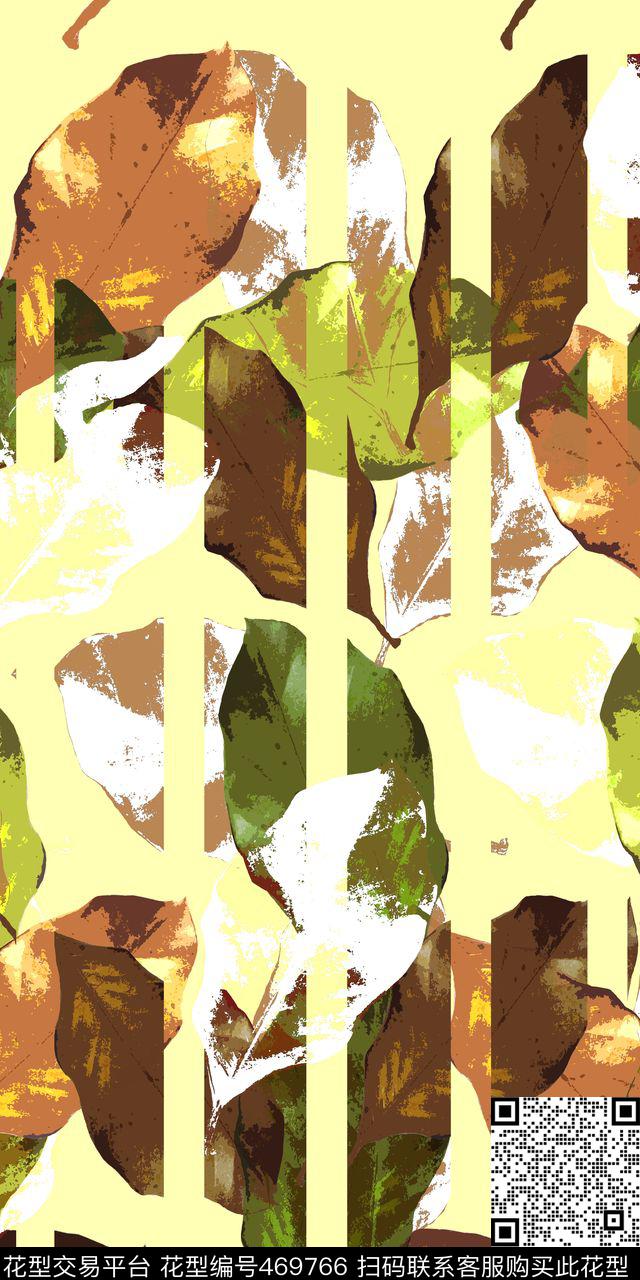 不规则复古原创树叶数码印花华亿平台下载（图片编号: 469766） - 瓦栏（Walan）