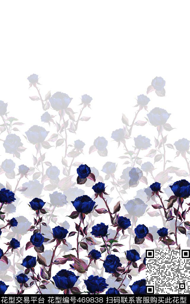 花卉玫瑰花手绘玫瑰数码印花华亿平台下载（图片编号: 469838） - 瓦栏（Walan）