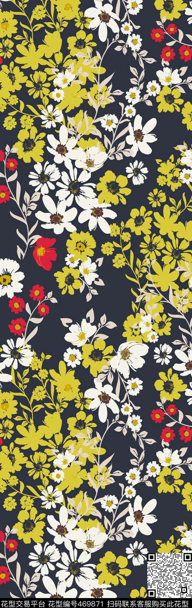 长巾花卉时尚传统印花华亿平台下载（图片编号: 469871） - 瓦栏（Walan）