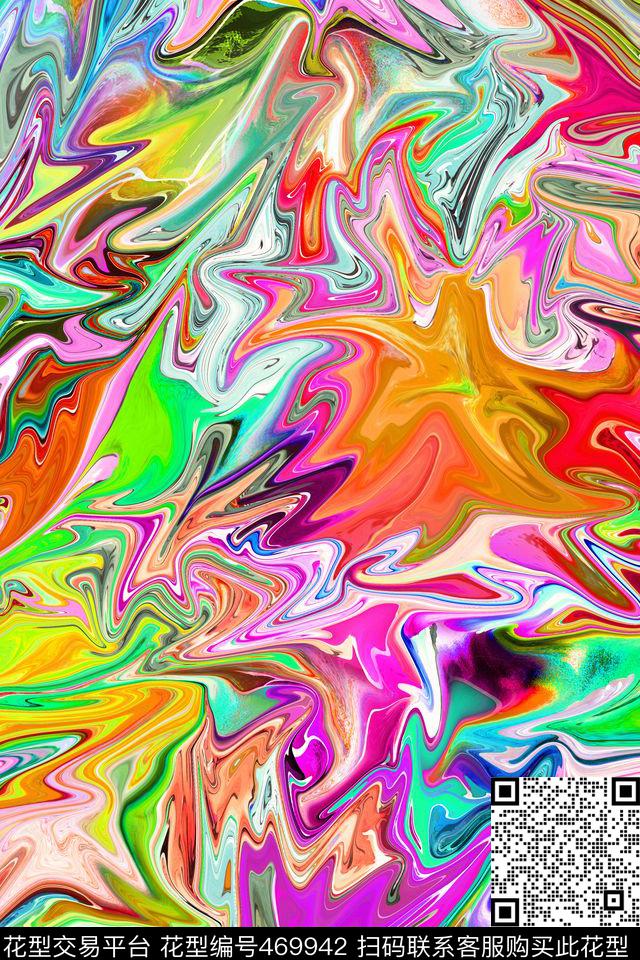 抽象炫彩几何数码印花华亿平台下载（图片编号: 469942） - 瓦栏（Walan）