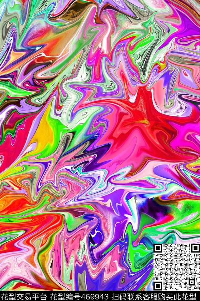 抽象炫彩几何数码印花华亿平台下载（图片编号: 469943） - 瓦栏（Walan）