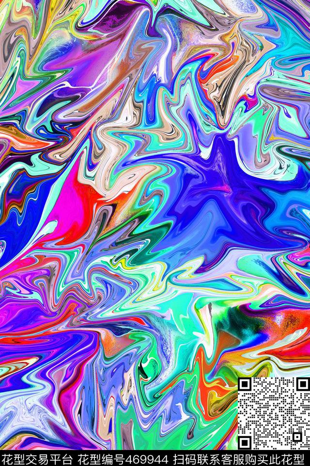 抽象炫彩几何数码印花华亿平台下载（图片编号: 469944） - 瓦栏（Walan）