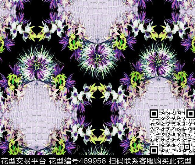 时尚动物纹路花丛数码印花华亿平台下载（图片编号: 469956） - 瓦栏（Walan）