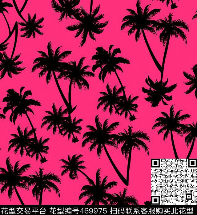 流行时尚手绘椰子树泳装印花传统印花华亿平台下载（图片编号: 469975） - 瓦栏（Walan）