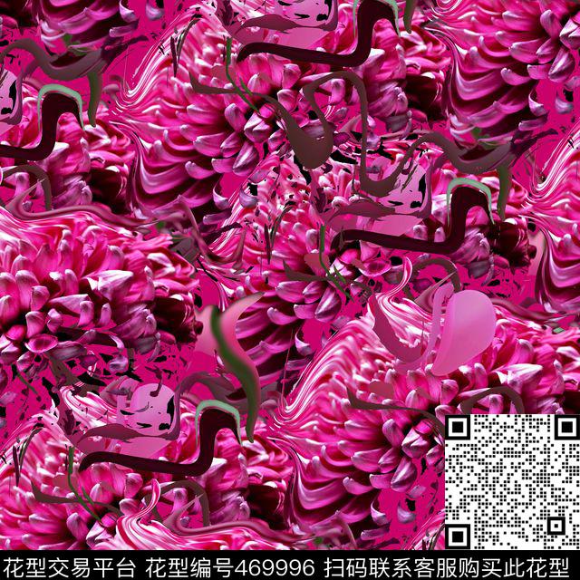 潮流复古花朵数码印花华亿平台下载（图片编号: 469996） - 瓦栏（Walan）