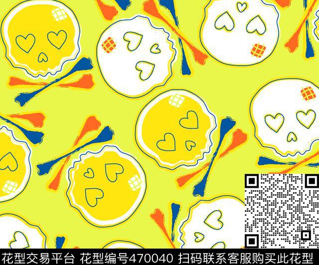 婴童可爱骷髅头印花时尚童装传统印花华亿平台下载（图片编号: 470040） - 瓦栏（Walan）