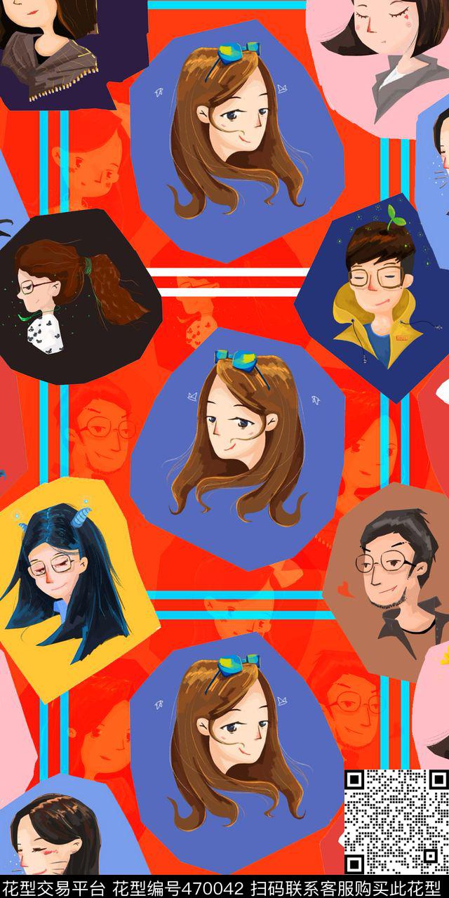 卡通人物创意图案儿童数码印花华亿平台下载（图片编号: 470042） - 瓦栏（Walan）