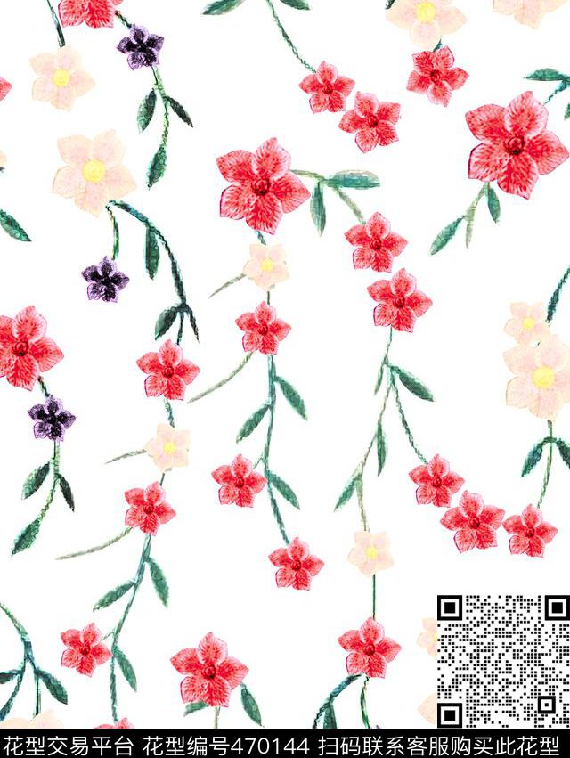 民族刺绣小花朵中国风数码印花华亿平台下载（图片编号: 470144） - 瓦栏（Walan）
