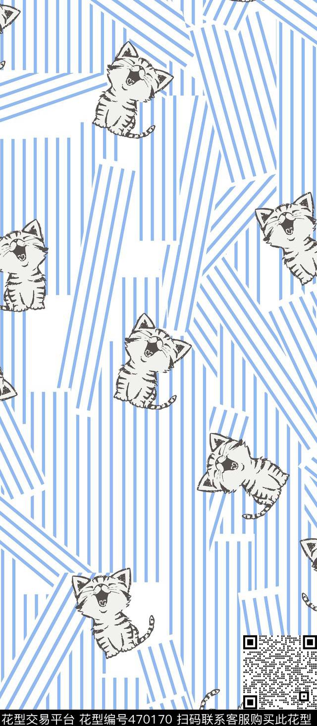 传统印花猫咪条纹条纹传统印花华亿平台下载（图片编号: 470170） - 瓦栏（Walan）
