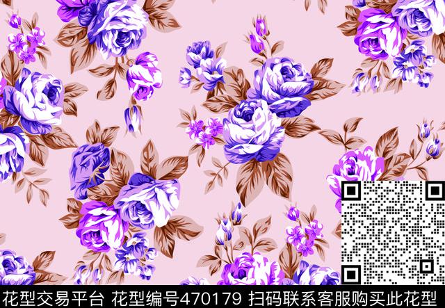 复古花卉花卉手绘花卉数码印花华亿平台下载（图片编号: 470179） - 瓦栏（Walan）