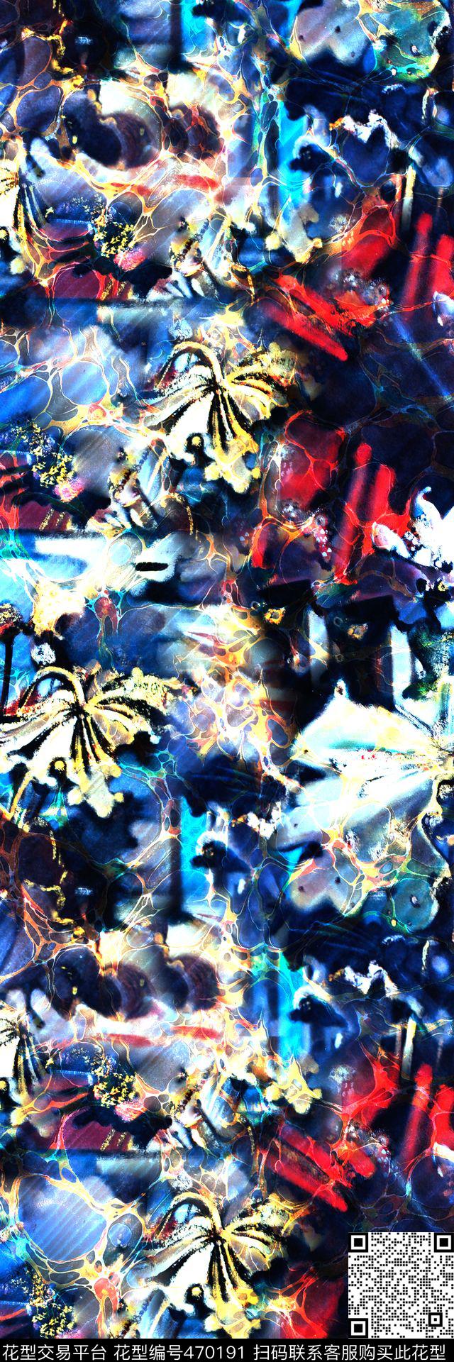 抽象抽象元素丝巾衬衫数码印花华亿平台下载（图片编号: 470191） - 瓦栏（Walan）