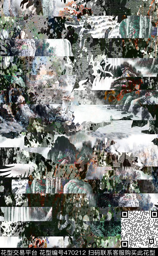 抽象解构条纹数码印花华亿平台下载（图片编号: 470212） - 瓦栏（Walan）