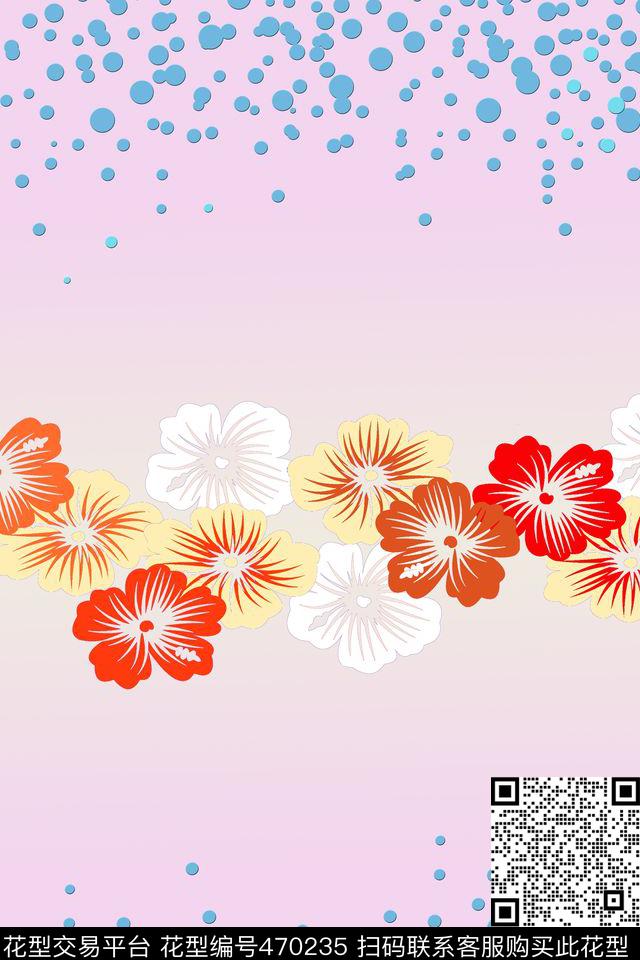 花卉水珠简约数码印花华亿平台下载（图片编号: 470235） - 瓦栏（Walan）