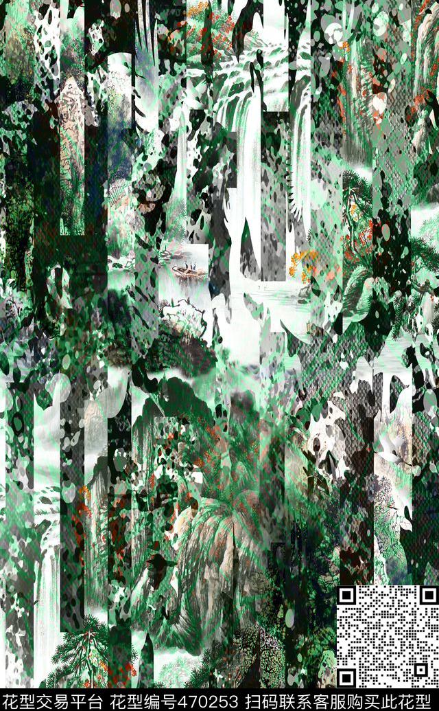 抽象解构条纹数码印花华亿平台下载（图片编号: 470253） - 瓦栏（Walan）