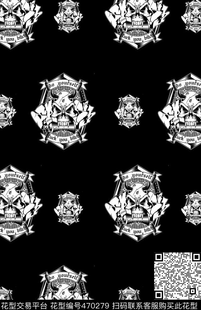 复古骷颅头男装华亿平台数码印花华亿平台下载（图片编号: 470279） - 瓦栏（Walan）
