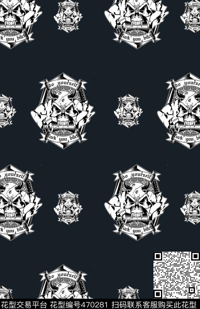 复古骷颅头男装华亿平台数码印花华亿平台下载（图片编号: 470281） - 瓦栏（Walan）