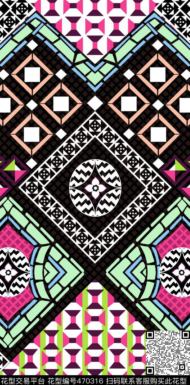 几何元素民族风定位传统印花华亿平台下载（图片编号: 470316） - 瓦栏（Walan）