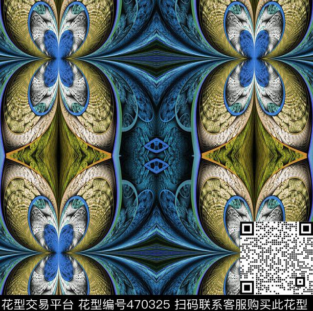抽象复古蝴蝶数码印花华亿平台下载（图片编号: 470325） - 瓦栏（Walan）