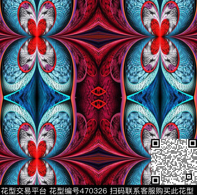 复古蝴蝶抽象数码印花华亿平台下载（图片编号: 470326） - 瓦栏（Walan）