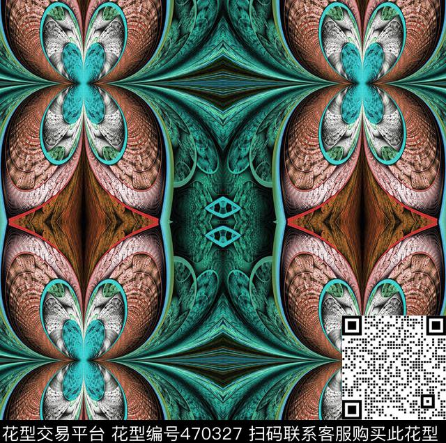 复古蝴蝶抽象数码印花华亿平台下载（图片编号: 470327） - 瓦栏（Walan）
