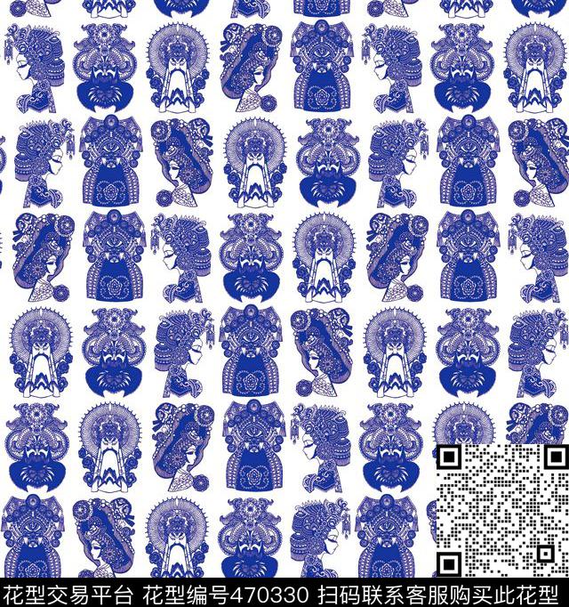 复古中国风京剧传统印花华亿平台下载（图片编号: 470330） - 瓦栏（Walan）