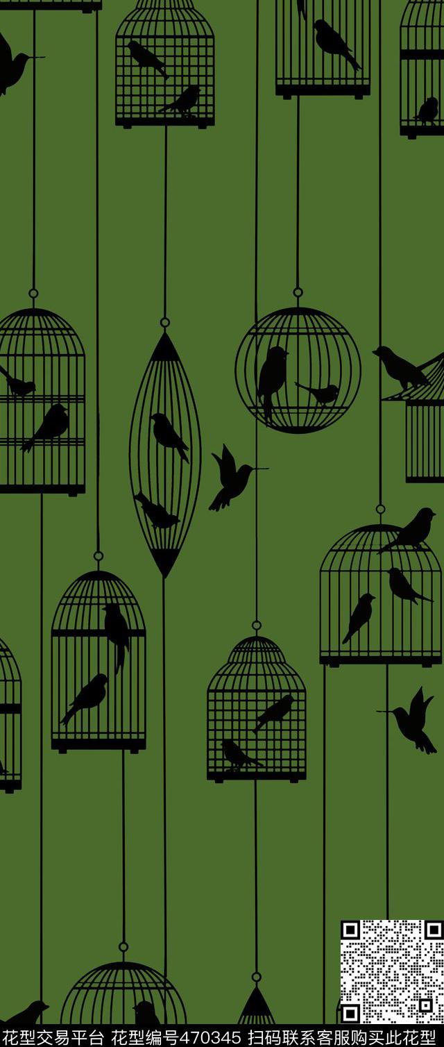 复古鸟笼条纹传统印花华亿平台下载（图片编号: 470345） - 瓦栏（Walan）