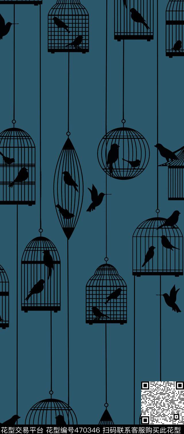 复古鸟笼条纹传统印花华亿平台下载（图片编号: 470346） - 瓦栏（Walan）