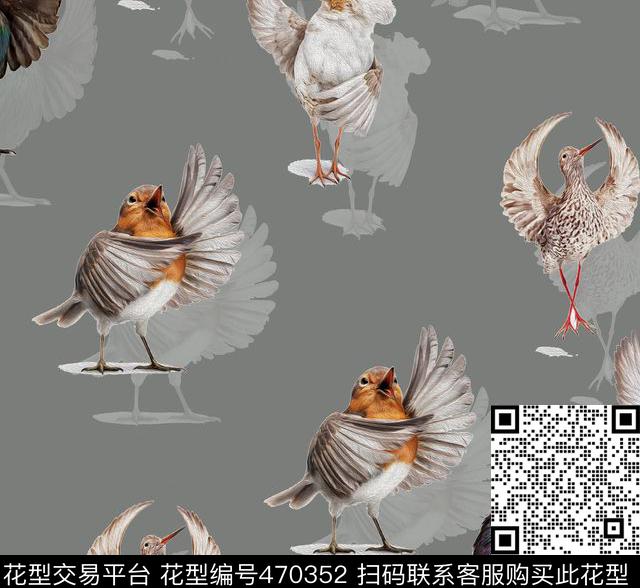 插画时尚仙鹤数码印花华亿平台下载（图片编号: 470352） - 瓦栏（Walan）