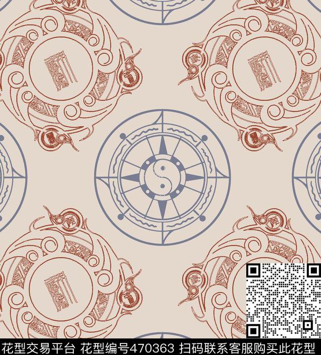 八卦几何秋冬华亿平台传统印花华亿平台下载（图片编号: 470363） - 瓦栏（Walan）