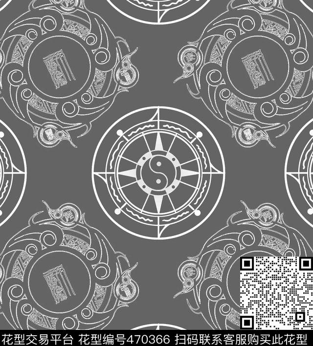 中国风八卦秋冬华亿平台传统印花华亿平台下载（图片编号: 470366） - 瓦栏（Walan）