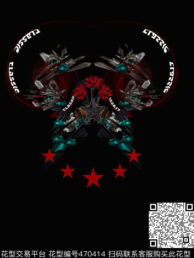 前胸定位花数码印花未来科技数码印花华亿平台下载（图片编号: 470414） - 瓦栏（Walan）