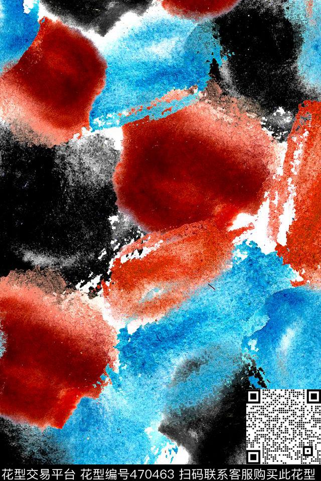 抽象水彩水墨数码印花华亿平台下载（图片编号: 470463） - 瓦栏（Walan）