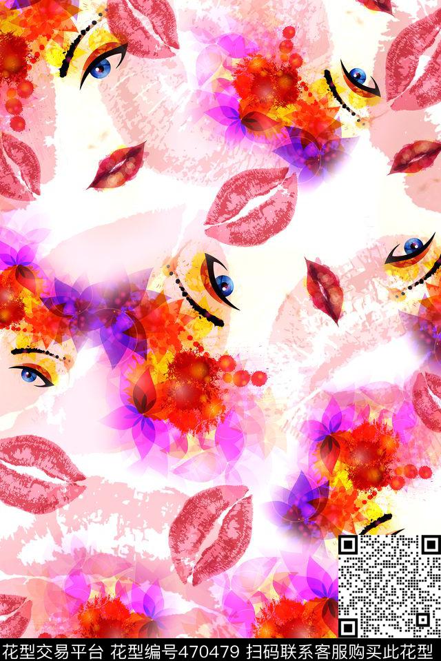 抽象美女眼睛数码印花华亿平台下载（图片编号: 470479） - 瓦栏（Walan）