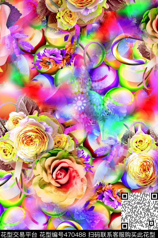 满版女装炫彩数码印花华亿平台下载（图片编号: 470488） - 瓦栏（Walan）