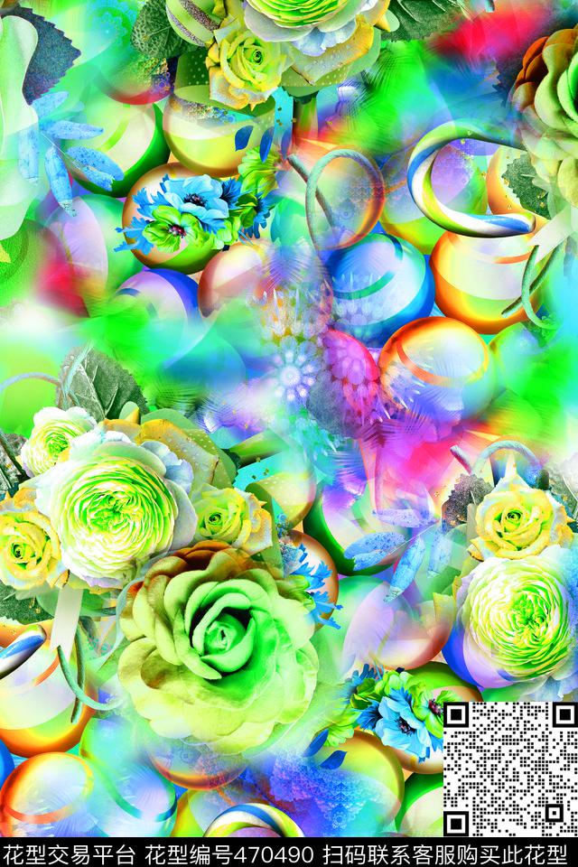 满版女装炫彩数码印花华亿平台下载（图片编号: 470490） - 瓦栏（Walan）