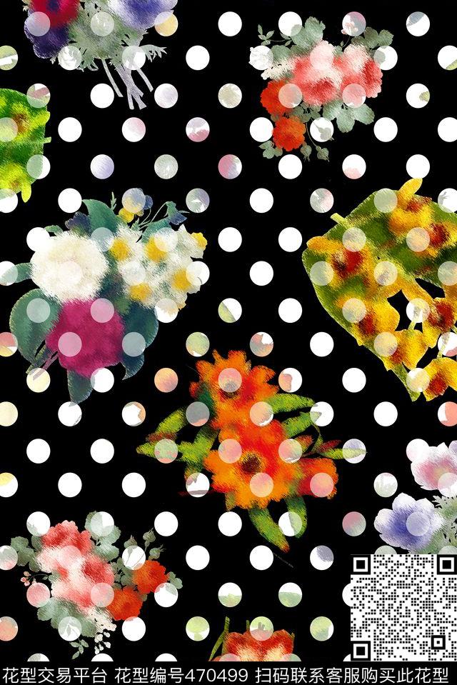 多彩抽象花卉数码印花华亿平台下载（图片编号: 470499） - 瓦栏（Walan）