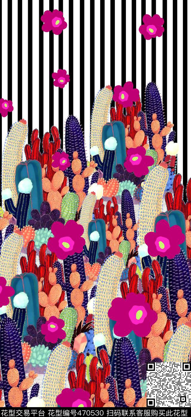 定位仙人掌插画数码印花华亿平台下载（图片编号: 470530） - 瓦栏（Walan）