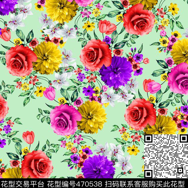 清新碎花有回头数码印花华亿平台下载（图片编号: 470538） - 瓦栏（Walan）